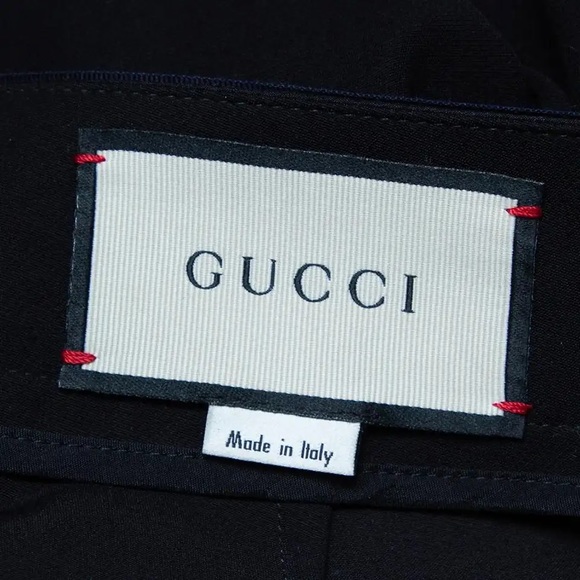 Gucci Black Straight Fit Trouser Pants Red/Blue Crystal Bow Waistband - Picture 9 of 9